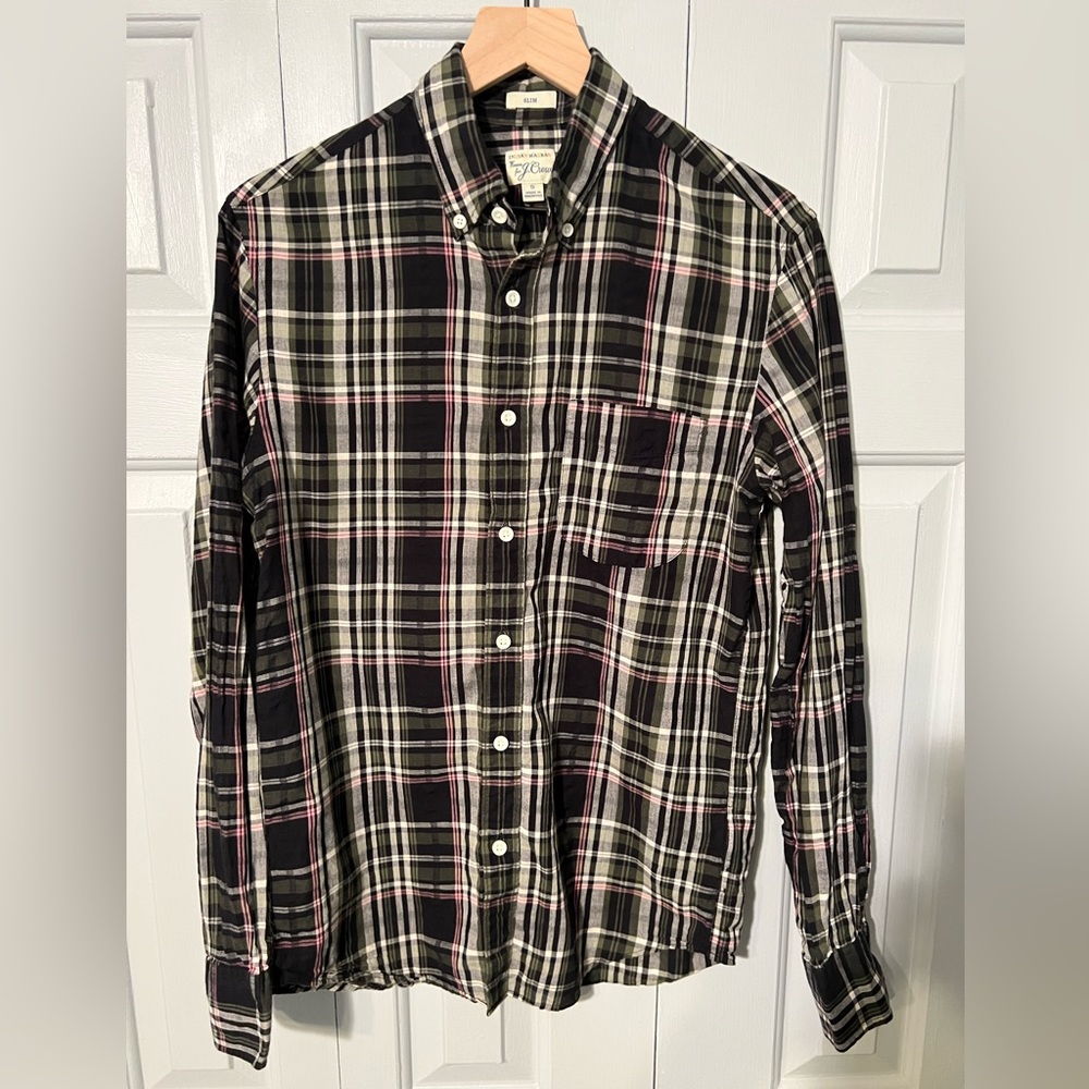 J. Crew Men’s Slim Fit size Small Madras Button-Down